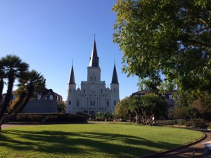 Beautiful Jackson Square where local artists sell their creations and musicians perform on the street. 
